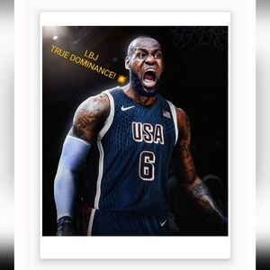 NEW!💯 LEBRON JAMES SELF-CREATED 8.5x11 ULTRA GLOSSY 2024 USA BASKETBALL POSTER